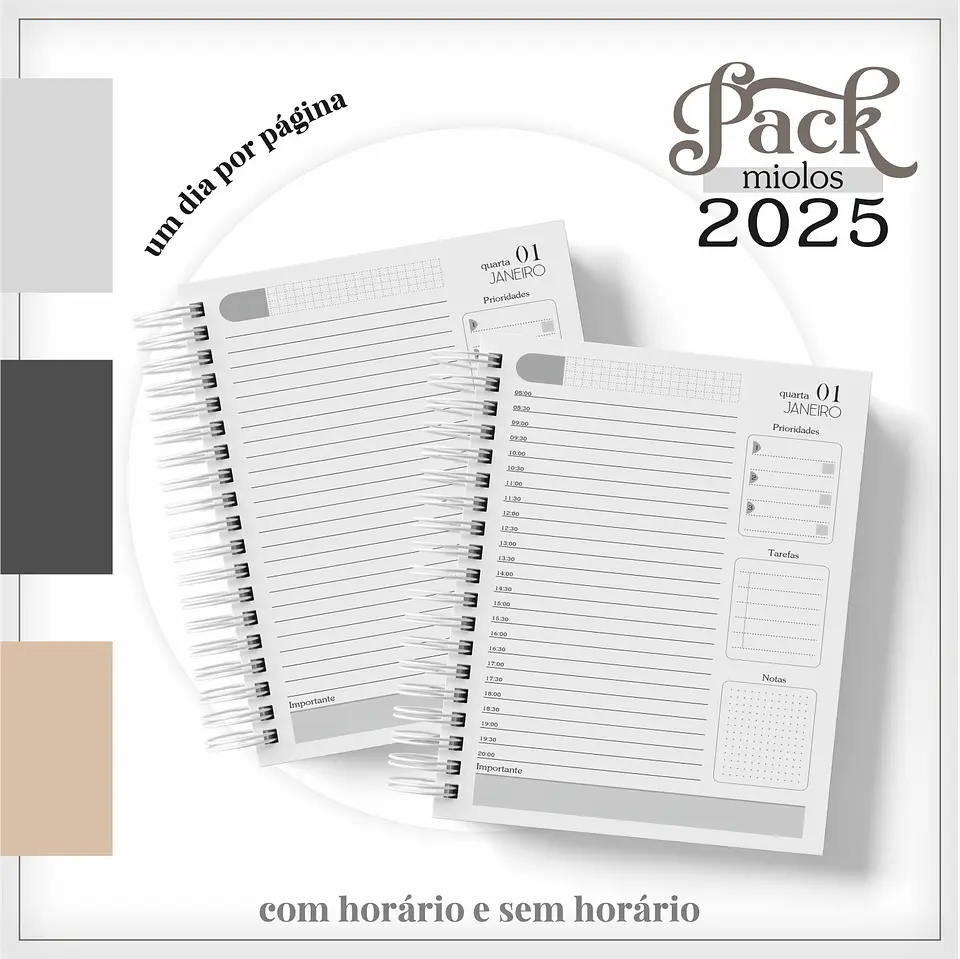 Arquivo Digital Encadernação Pack Miolos 2025 - Agenda Masculina 1