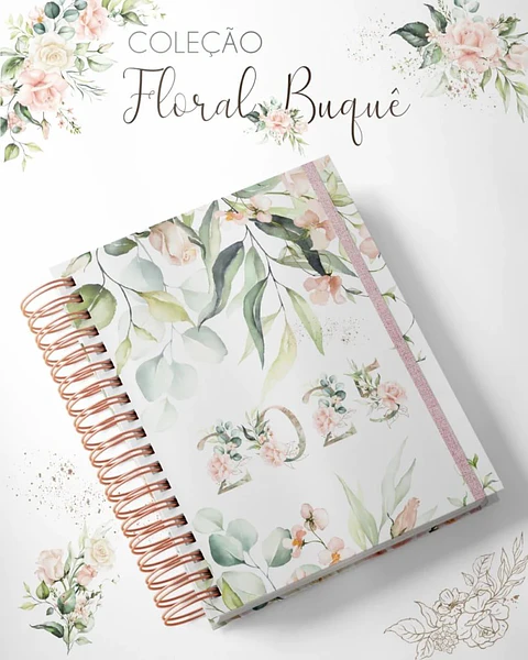 Arquivo Digital Encadernação Coleção Floral Buquê Agendas 2025