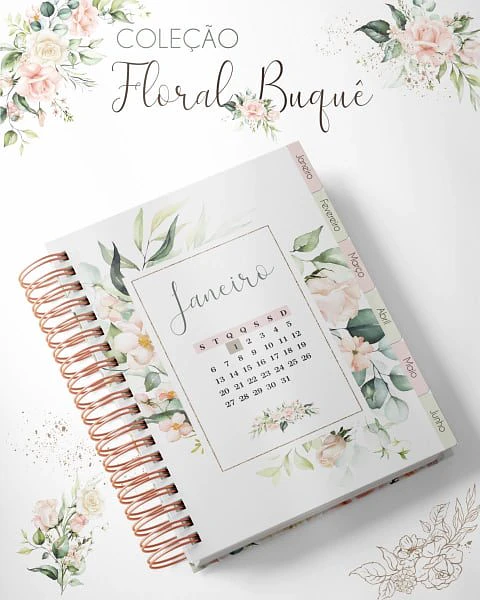 Arquivo Digital Encadernação Coleção Floral Buquê Agendas 2025