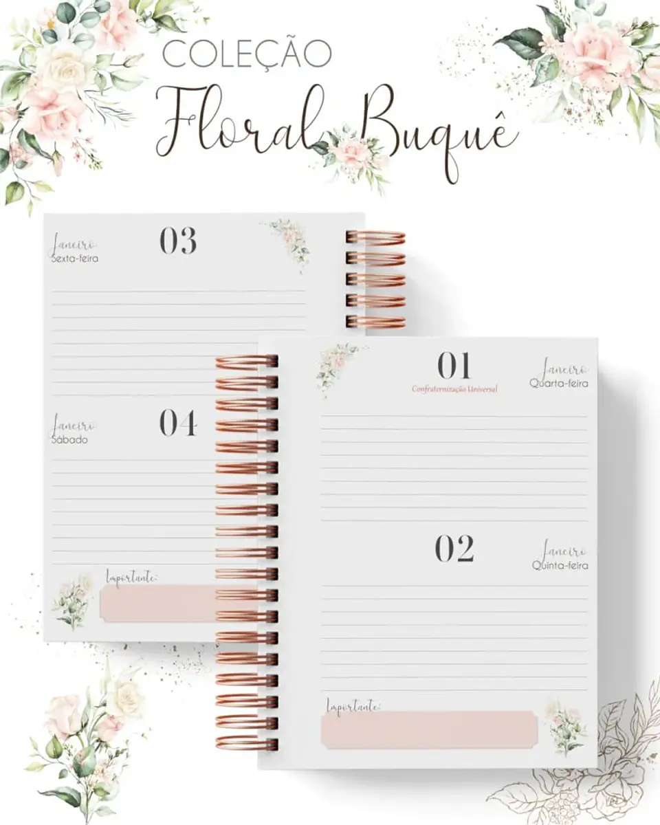 Arquivo Digital Encadernação Coleção Floral Buquê Agendas 2025 5