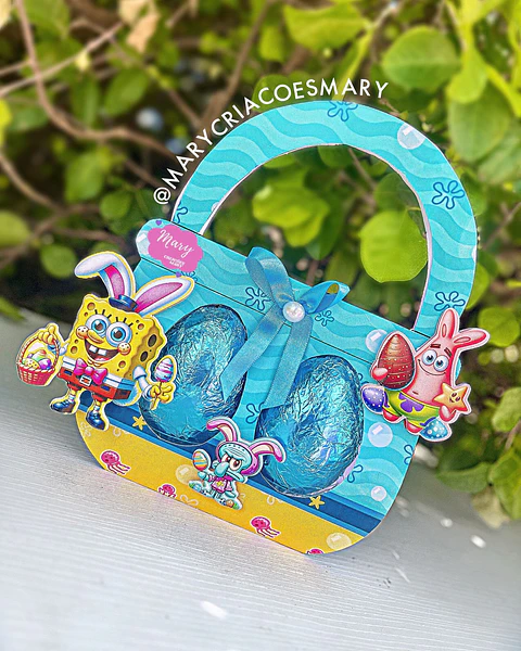 Arquivo de Corte Páscoa Cestinha 2 Ovinhos 50Gr Bob Esponja