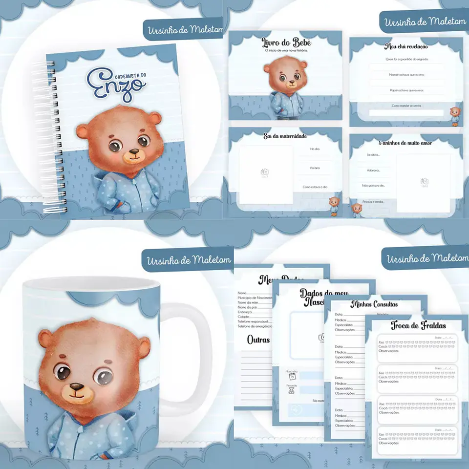 Arquivo Digital Caderneta, Livro do Bebe Ursinho De Moletom 2