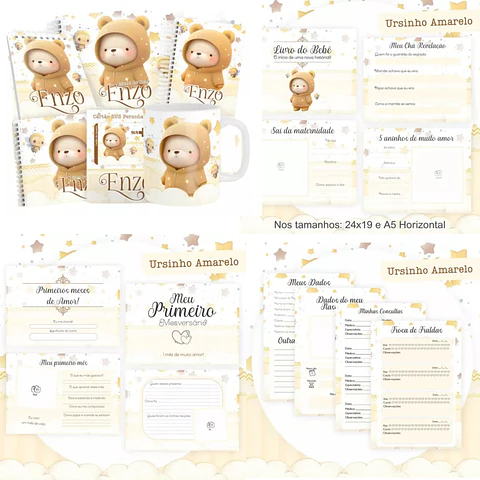 Arquivo Digital Pack Baby Ursinho Amarelo