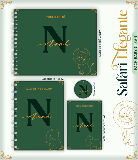 Arquivo Digital Caderneta, Livro do Bebe, Álbum Safari Elegante