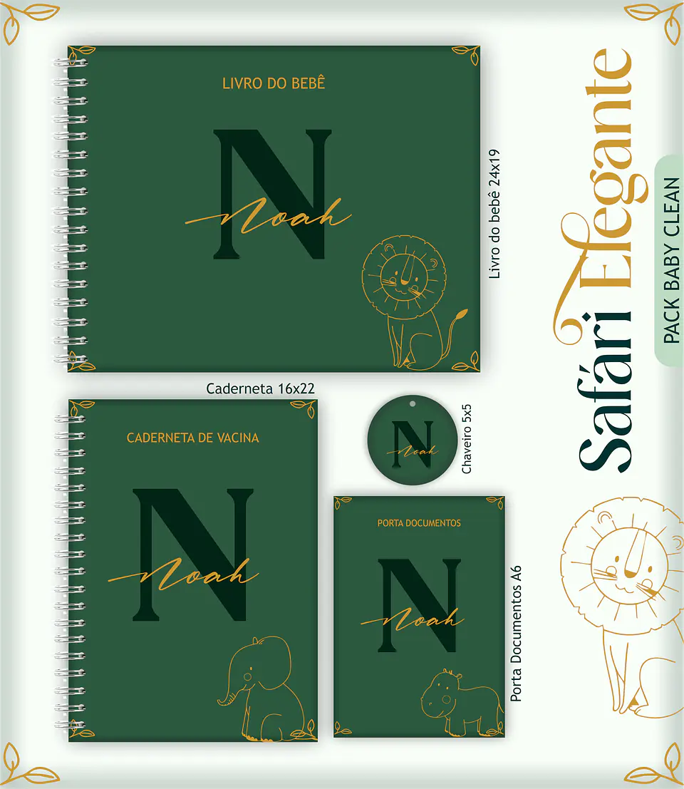 Arquivo Digital Caderneta, Livro do Bebe, Álbum Safari Elegante 1