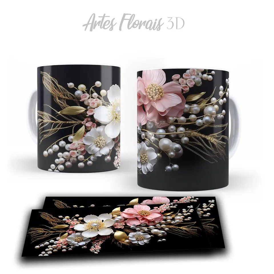 Pack Artes Kit Florais Sublimação Canecas 3