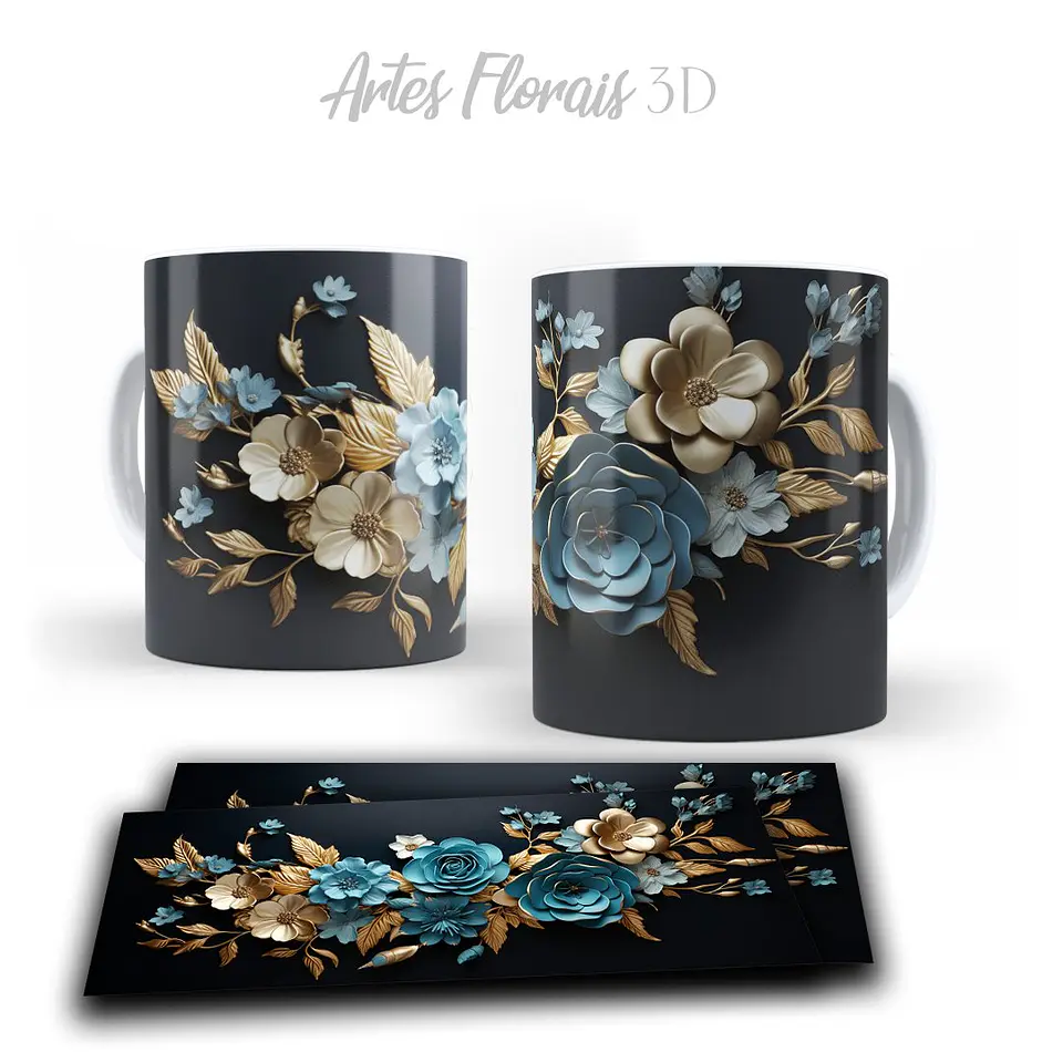 Pack Artes Kit Florais Sublimação Canecas 4