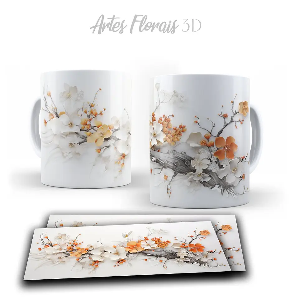 Pack Artes Kit Florais Sublimação Canecas 6