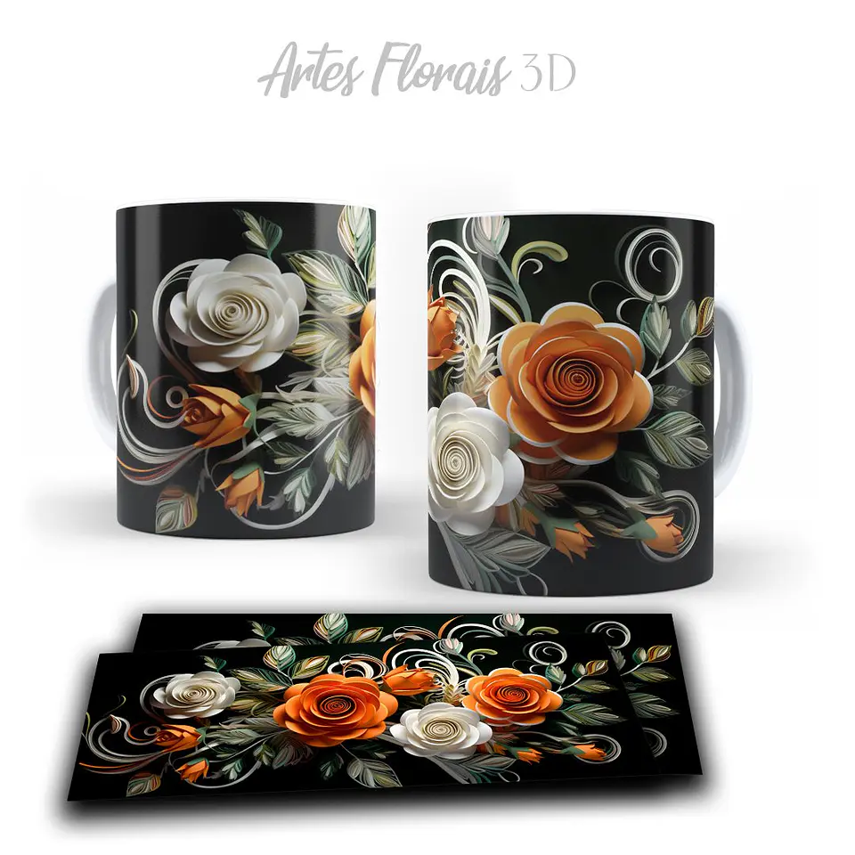 Pack Artes Kit Florais Sublimação Canecas 8