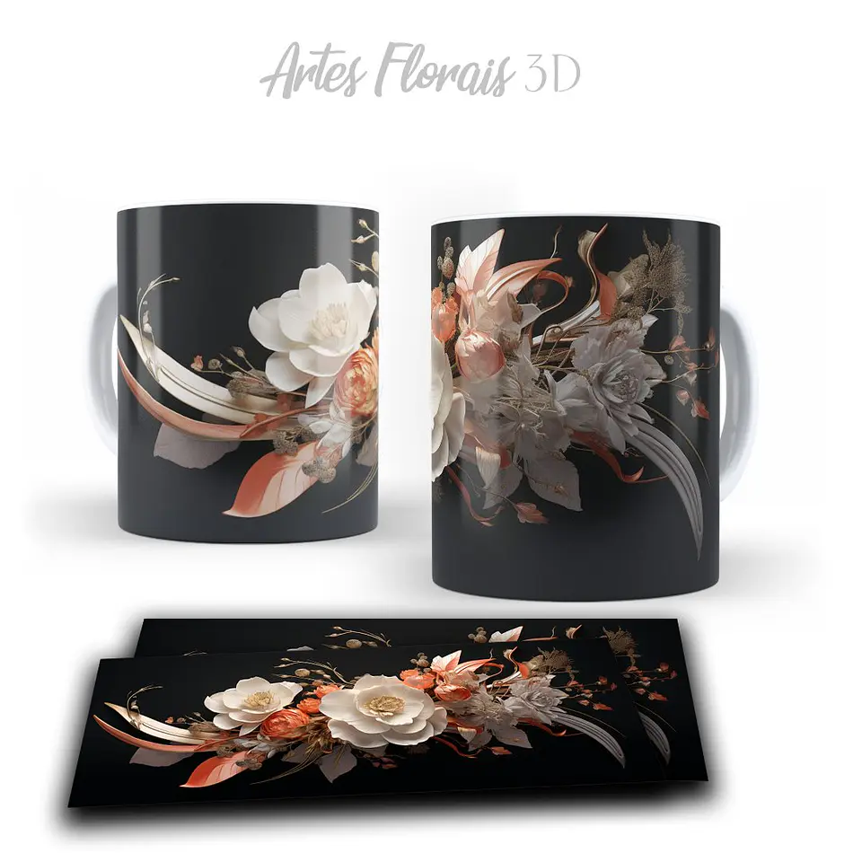 Pack Artes Kit Florais Sublimação Canecas 9