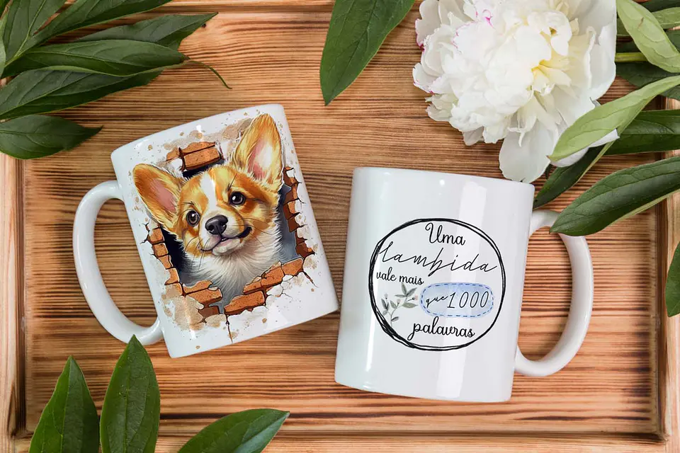 Arquivo Digital Sublimação Arte Caneca Cães 3D 3