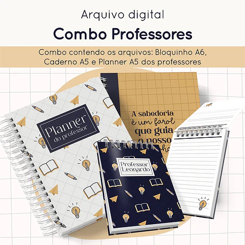 Arquivo Combo Professores- Bloquinho, Caderno e Planner