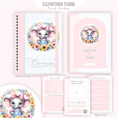 Arquivo Digital Elefantinha Floral Baby Clean