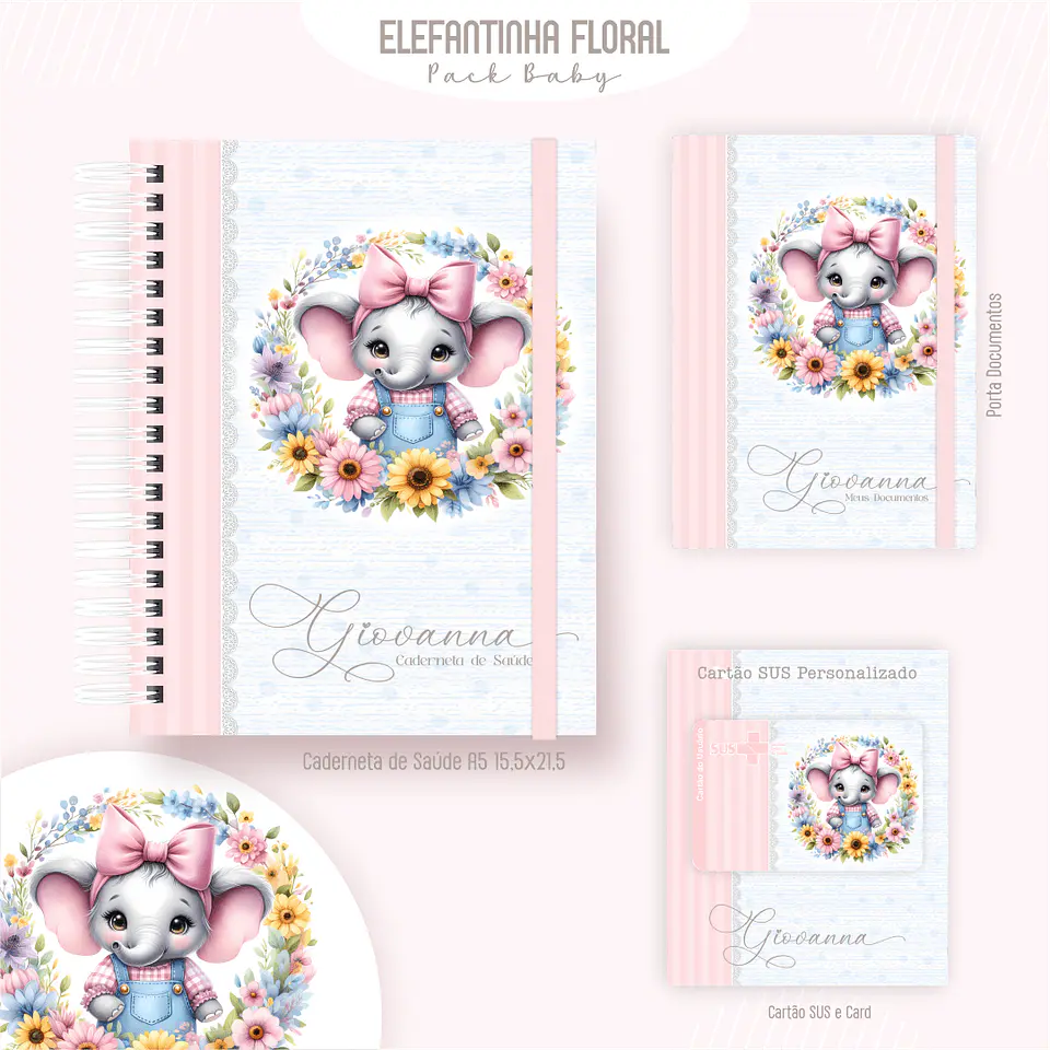 Arquivo Digital Elefantinha Floral Baby Clean 3