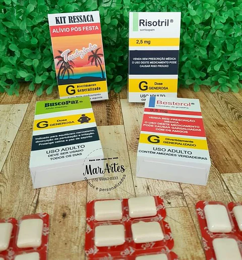 Arquivo Molde Caixas Remédios Kit Ressaca Festas