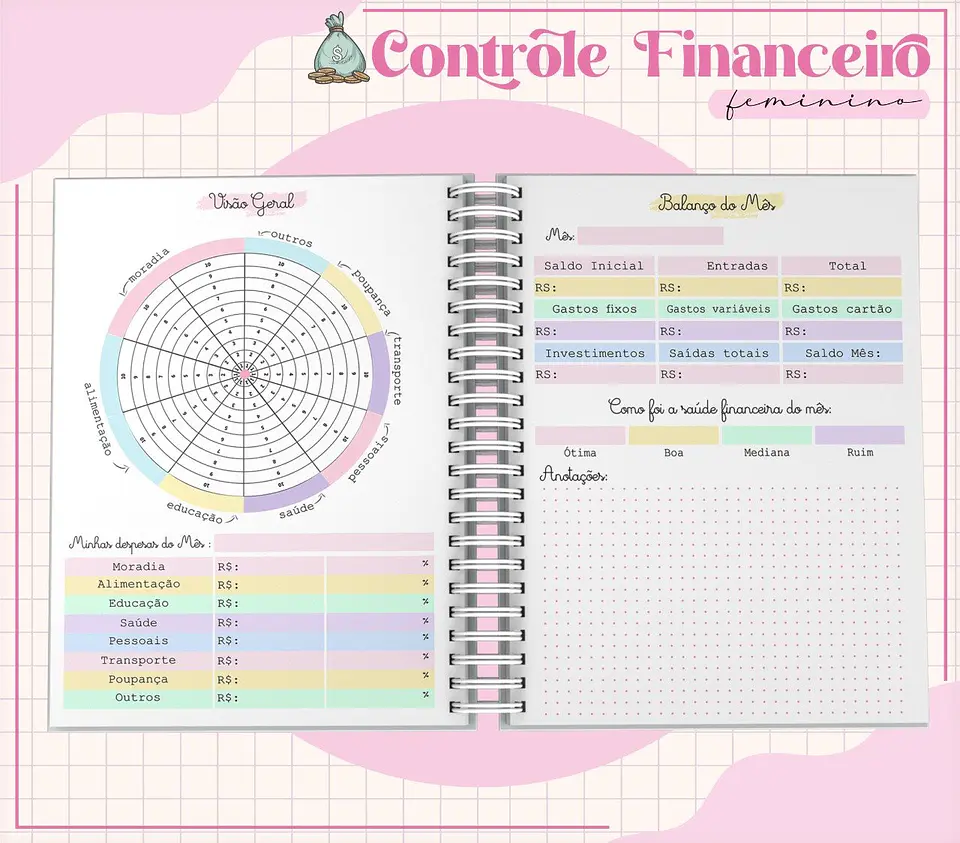 Arquivo Digital Planner Financeiro Feminino 5