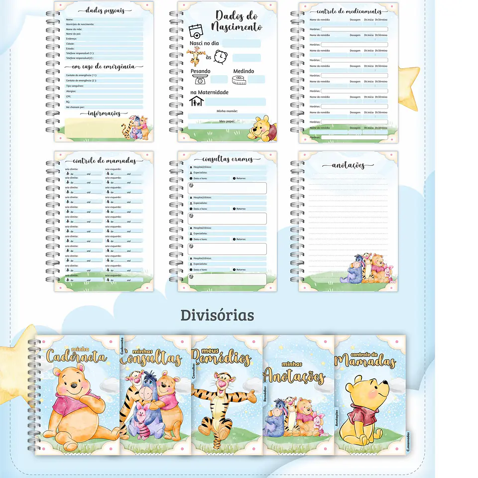 Arquivo Digital Caderneta e Cartão do Sus Ursinho Pooh 2
