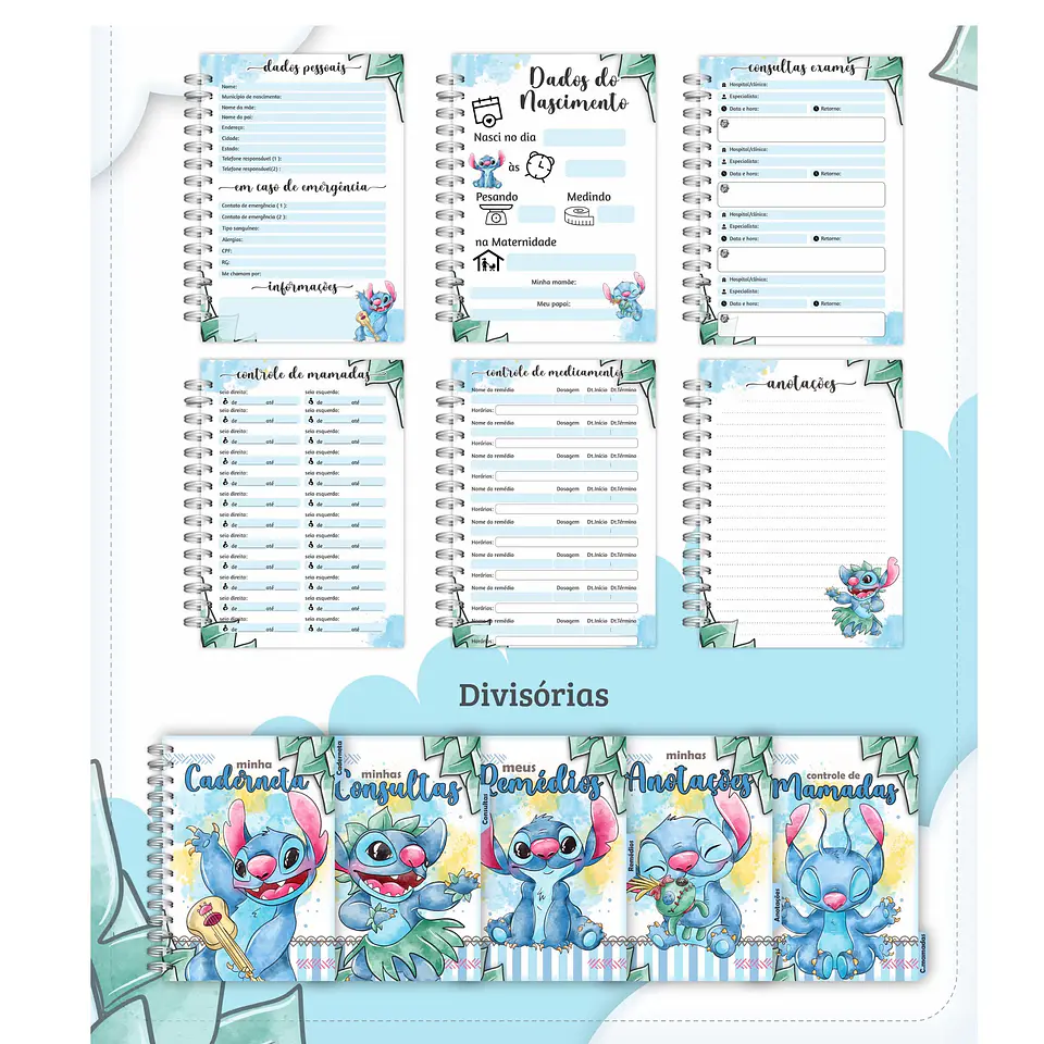 Arquivo Digital Caderneta e Cartão do Sus Stitch 2