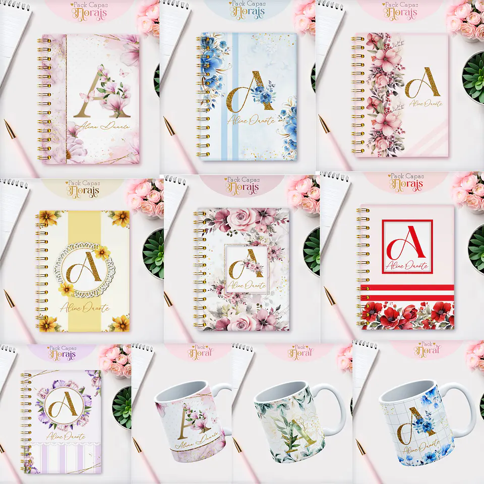 Arquivo Digital Pack Capas Florais 1