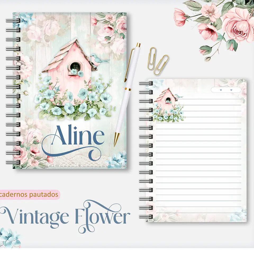 Arquivo Digital Caderno Vintage Flower 1