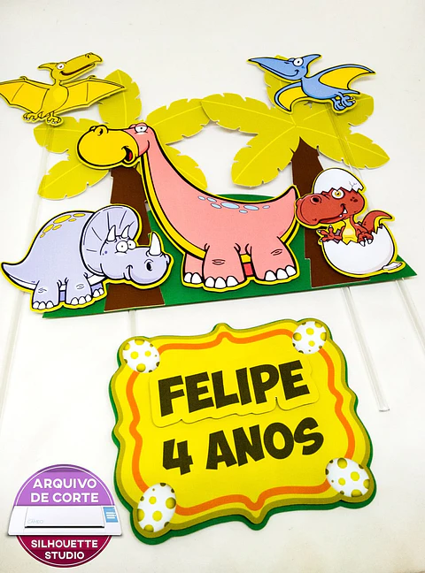 Arquivo de Corte Topo de Bolo Dinossauro