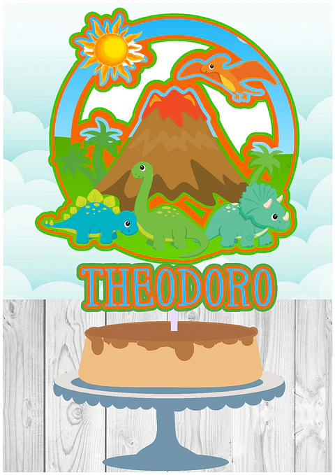 Arquivo de Corte Topo de Bolo Dinossauro