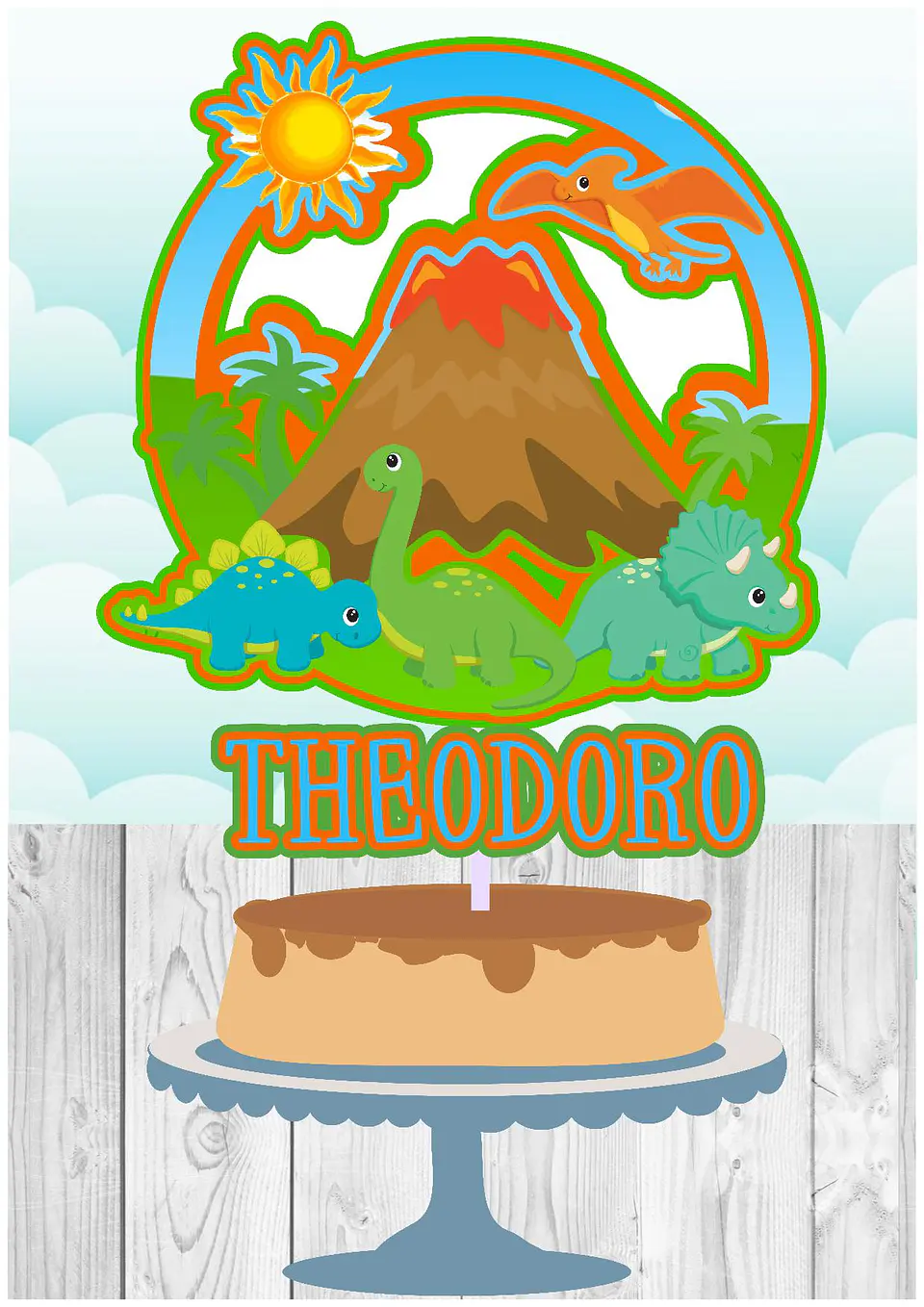 Arquivo de Corte Topo de Bolo Dinossauro 1