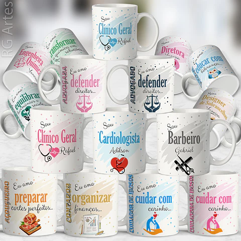 Sublimação Arquivo Canecas Profissões 1