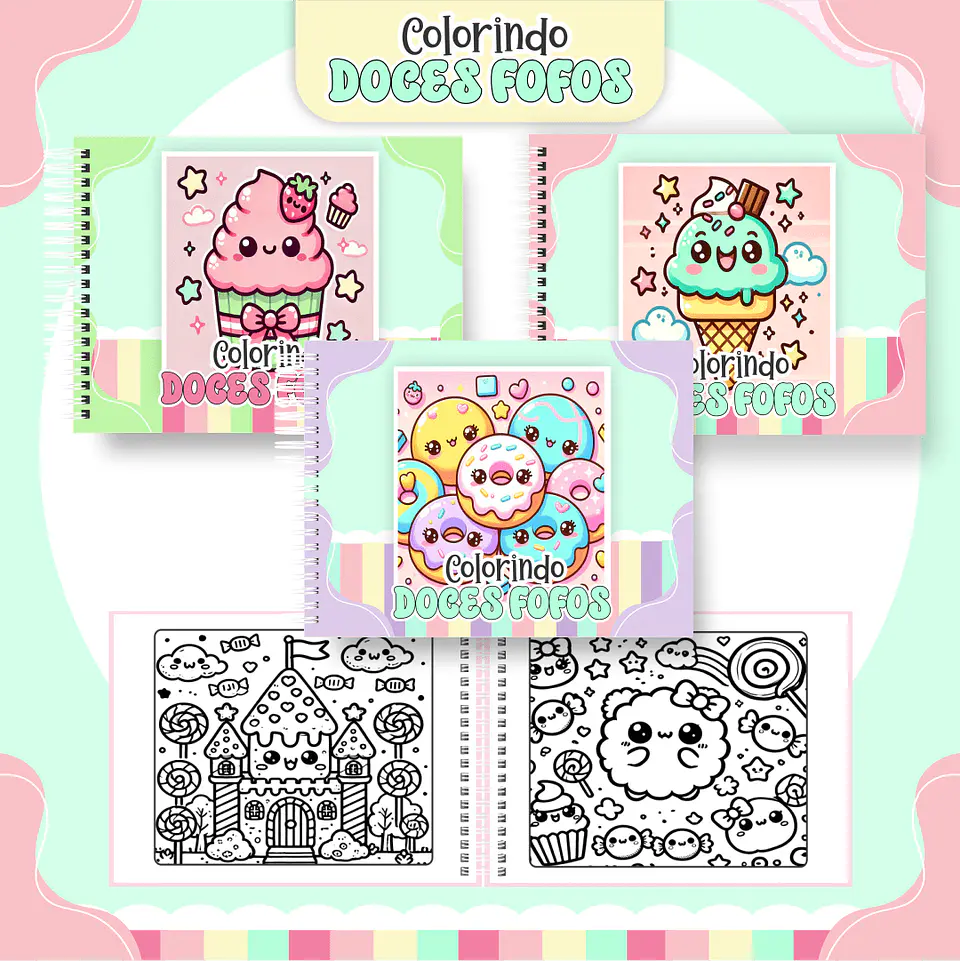 Arquivo Digital Livro de Colorir Doces Fofos 1