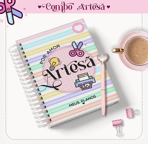 Arquivo Digital Kit Artesã p/ Encadernação + Canecas