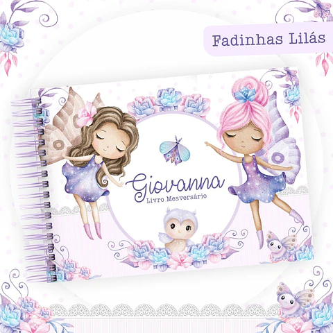 Arquivo Digital Caderneta e Livro Bebê Fadinhas Lilás