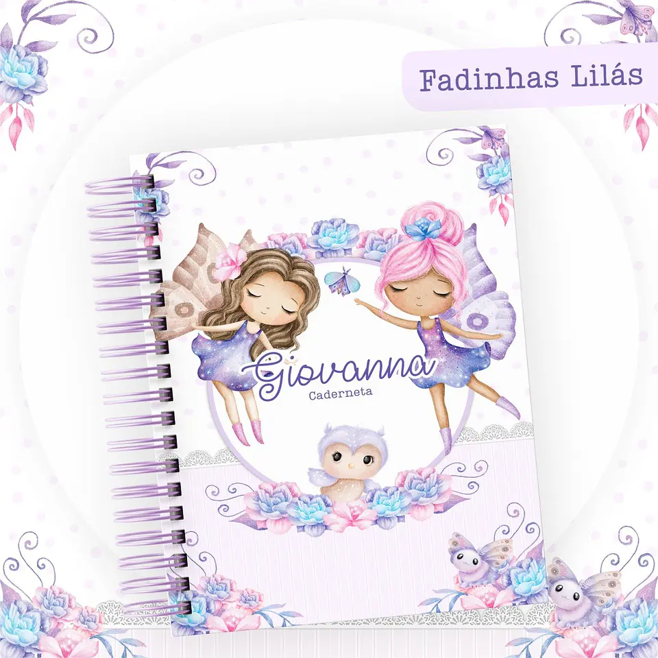 Arquivo Digital Caderneta e Livro Bebê Fadinhas Lilás 3