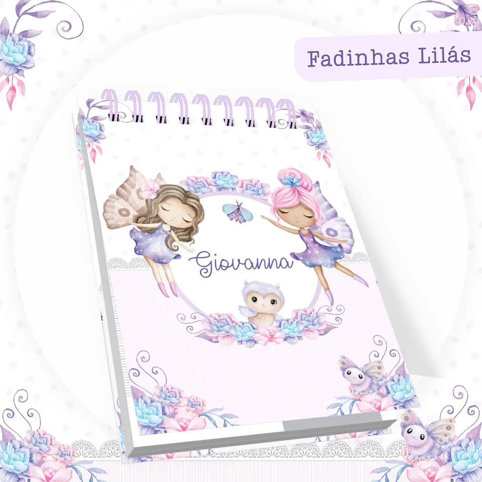 Arquivo Digital Caderneta e Livro Bebê Fadinhas Lilás 4