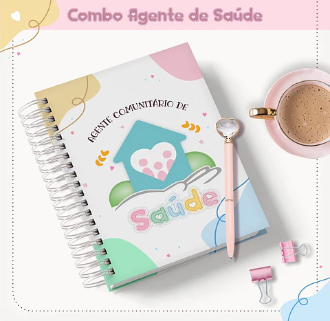 Arquivo Digital Kit Agente de Saúde p/ Encadernação + Canecas