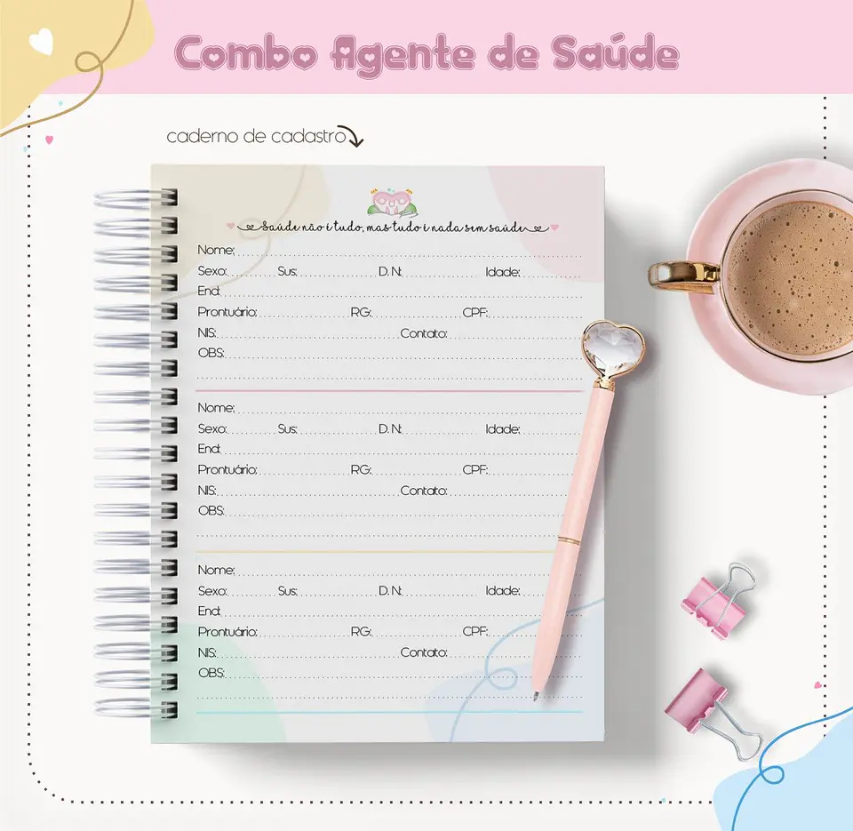 Arquivo Digital Kit Agente de Saúde p/ Encadernação + Canecas 5