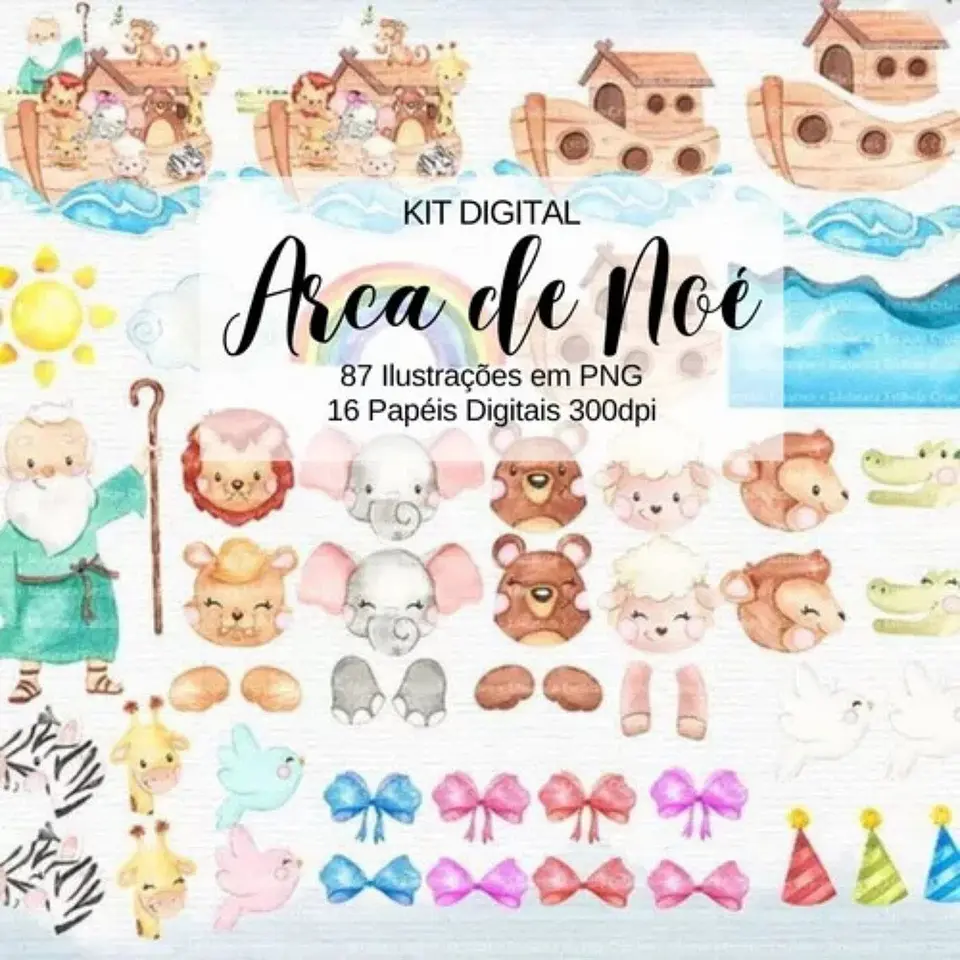 Kit Digital - Arca de Noé Aquarela 3