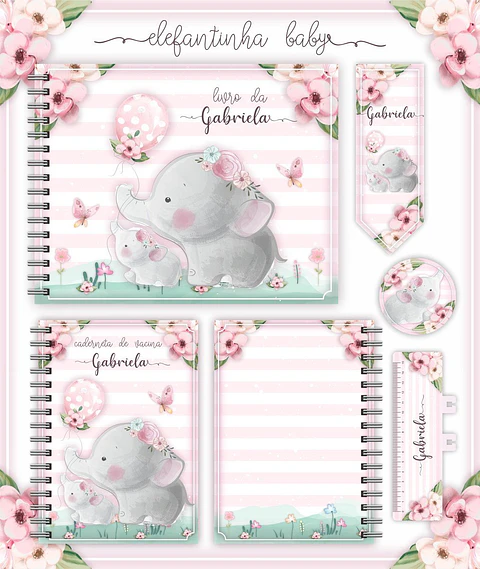 Arquivo Digital Caderneta e Livro do Bebê Elefantinha