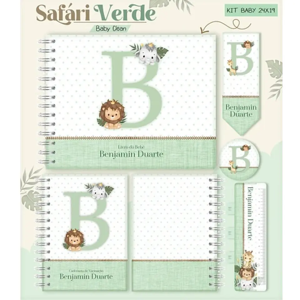 Arquivo Encadernação Baby Safari Verde Alfabeto 2