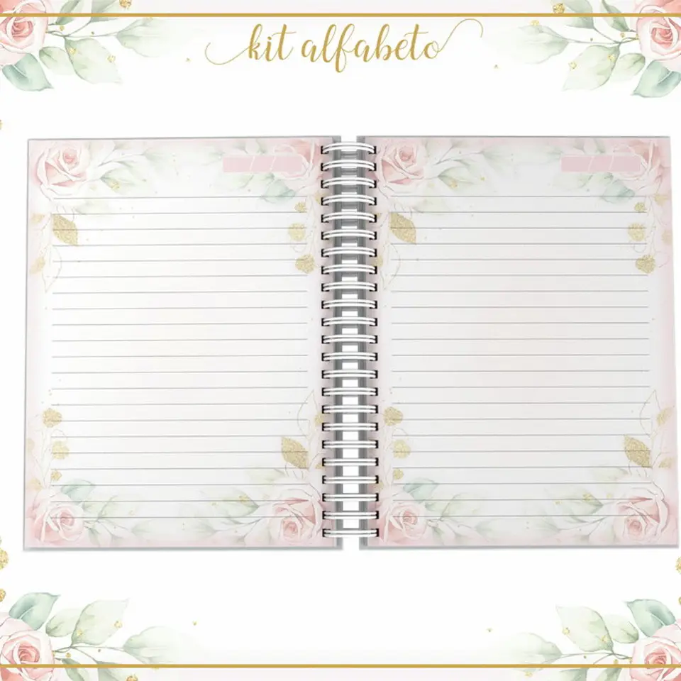 Arquivo Digital Caderno Capas Alfabeto Floral 1