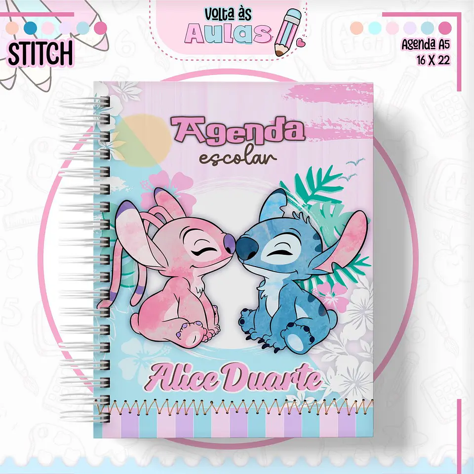 Arquivo Digital Etiqueta Capa Agenda Lilo e Stitch 4