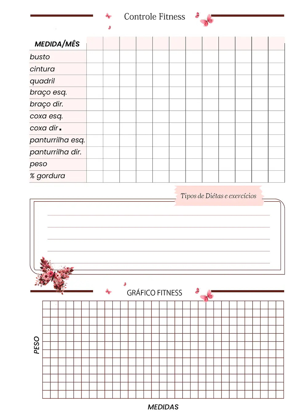 Arquivo Digital Planner 2025 Fichário – Borboleta Floral 6