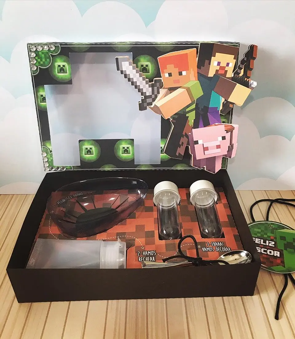 Arquivo de Corte Caixa Mini Confeiteiro Minecraft 2