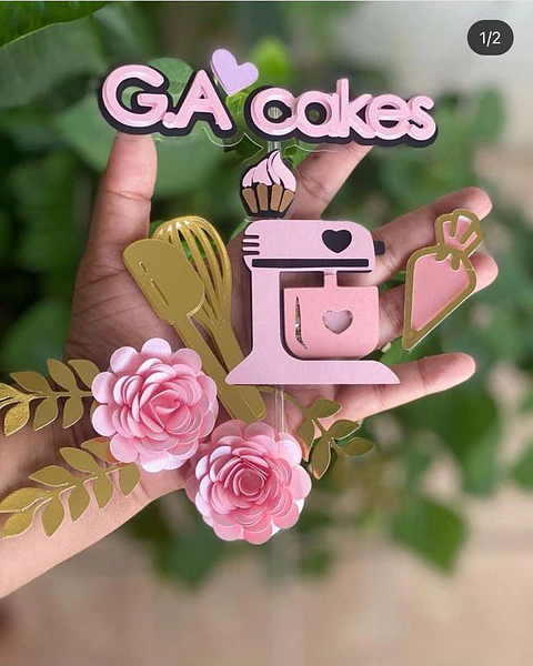Topo de Bolo Confeitaria com Flores
