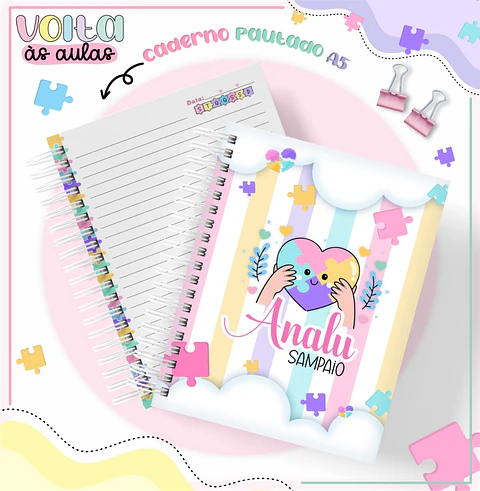 Arquivo de Corte Etiqueta e Capa Agenda Autismo Menina