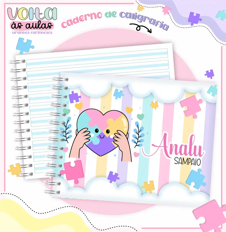 Arquivo de Corte Etiqueta e Capa Agenda Autismo Menina 4