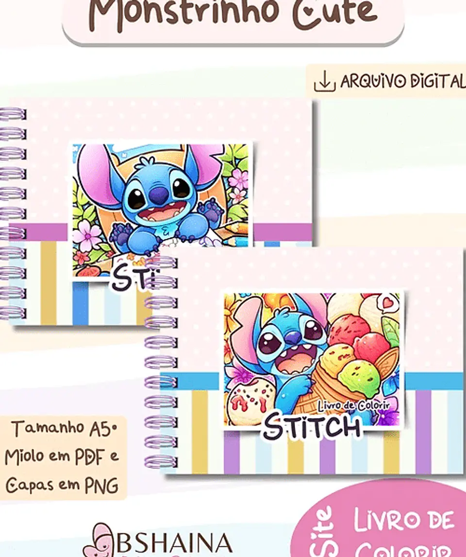 Arquivo digital Livro de Colorir Monstrinhos Cute Stitch 2 1