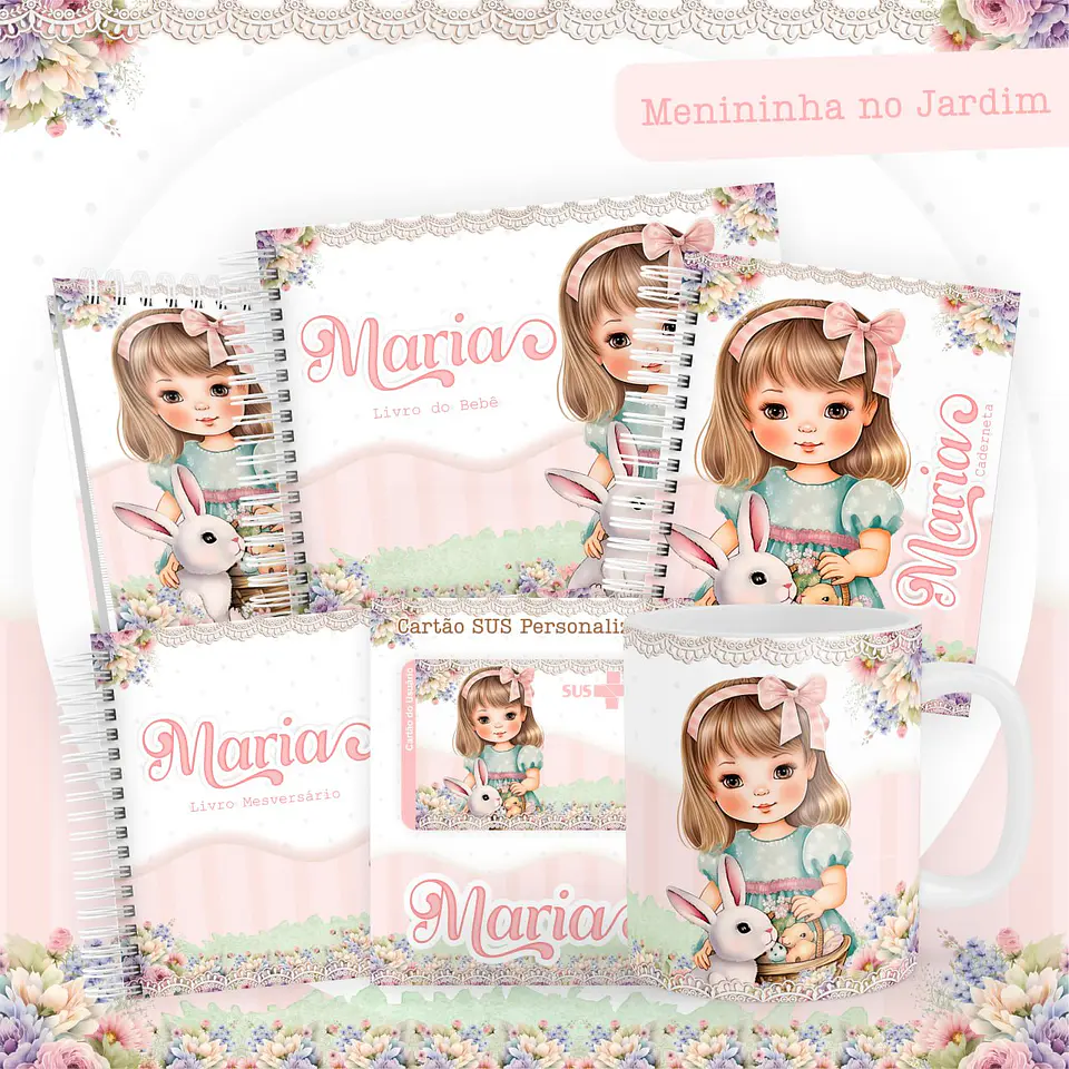 Arquivo Digital Caderneta e Livro do Bebe Menininha no Jardim 1