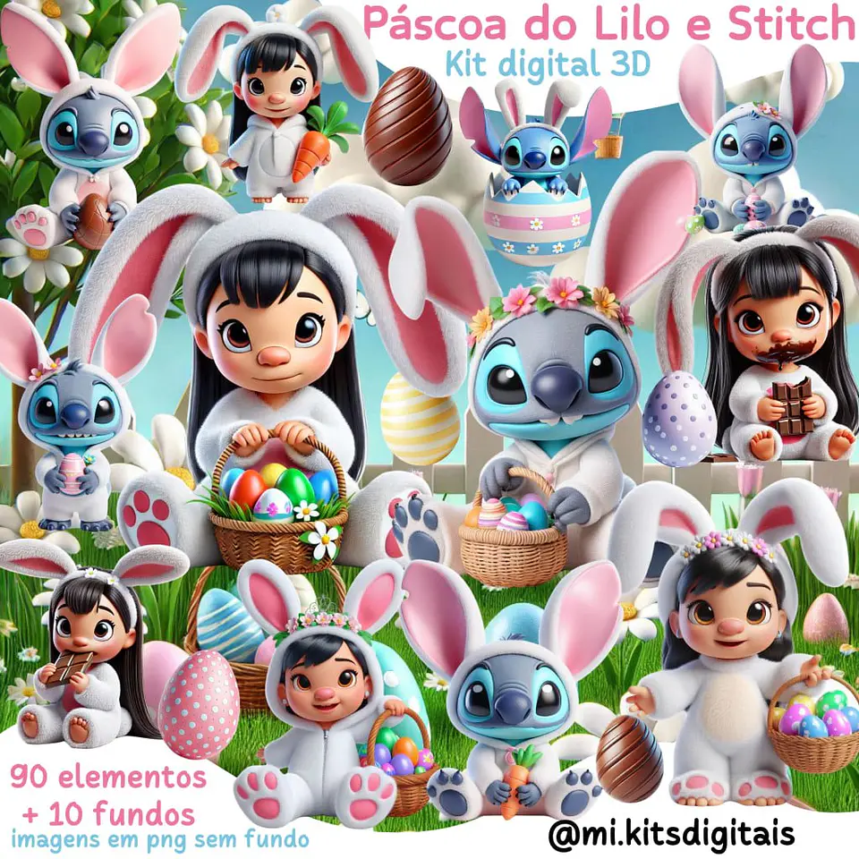 Arquivo Kit Digital páscoa Lilo e Stitch 1