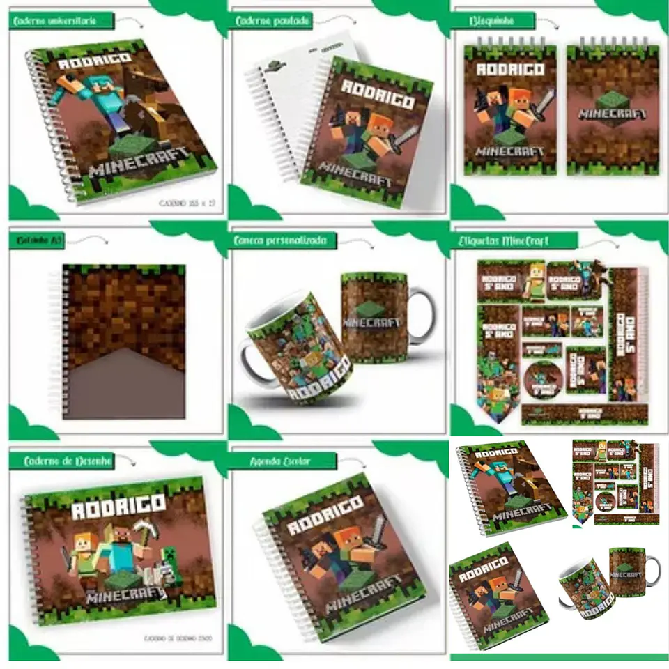 Arquivo Encadernação Kit Escolar Minecraft 2