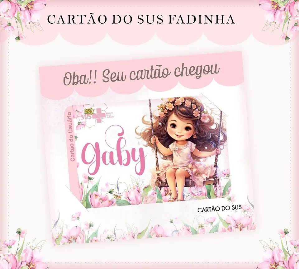Arquivo Digital Caderneta e Cartão do Sus Menina Fada 3